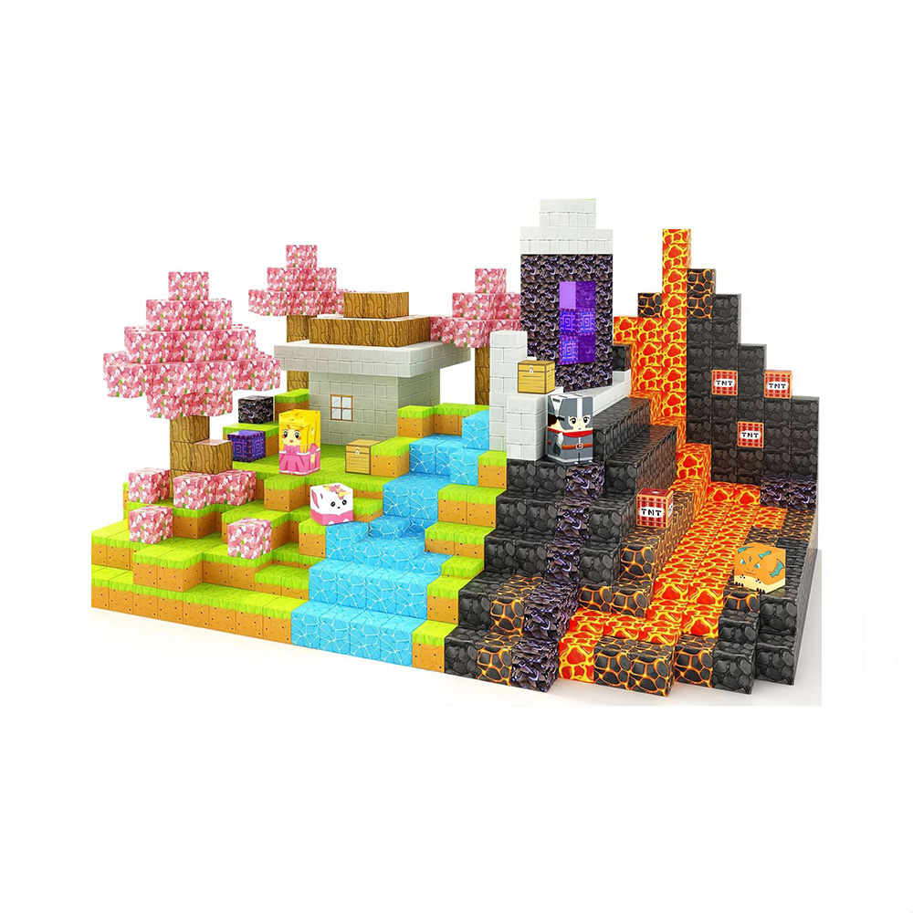 H&O Direct 150 Piece Kingdom Adventure Magnetic Building Block Cube Set Image 3