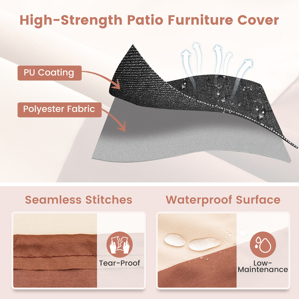 Costway Beige Small Round Patio Furniture Cover Image 6