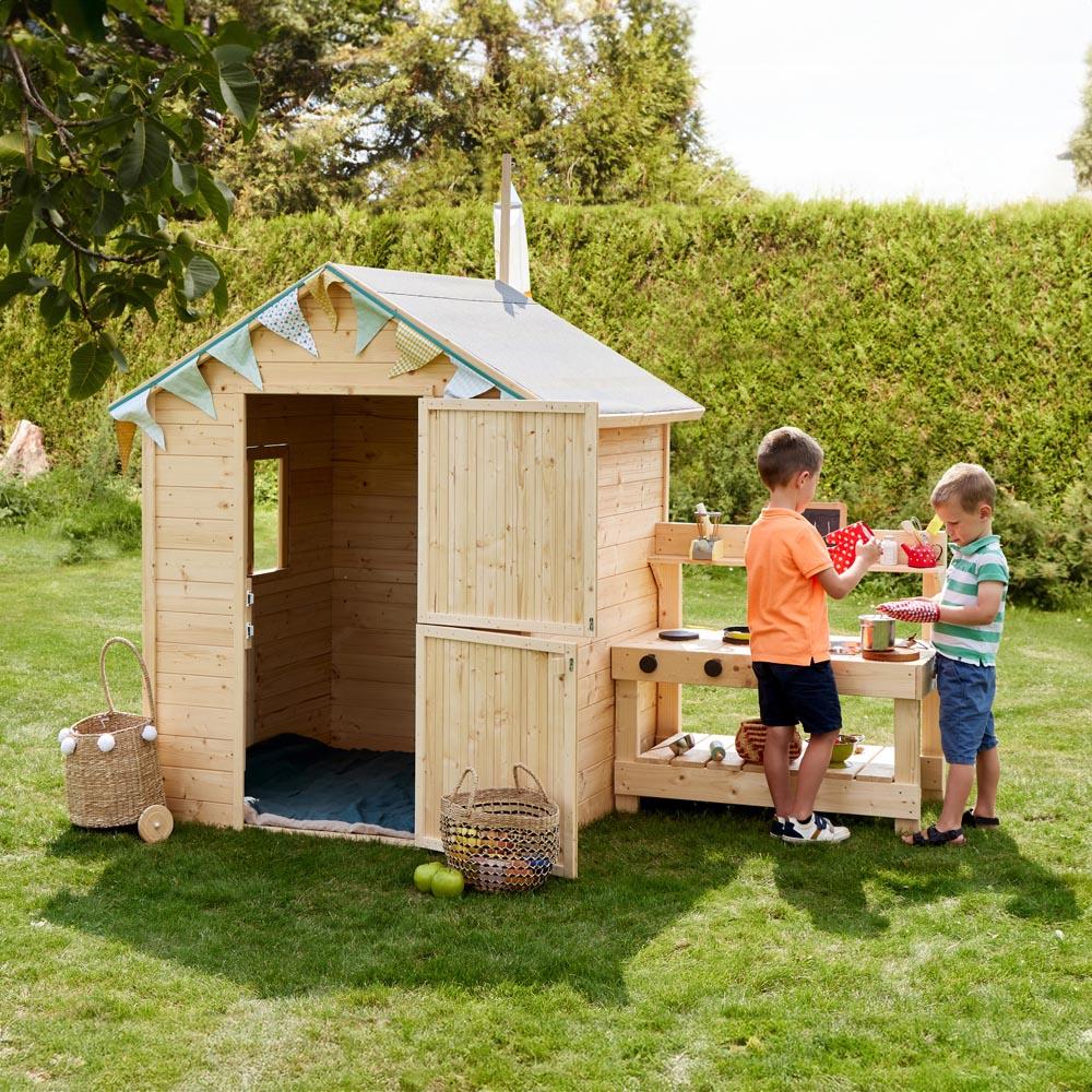 Soulet Jasmine 4 x 4ft Kids Wooden Playhouse with Mud Kitchen Image 2