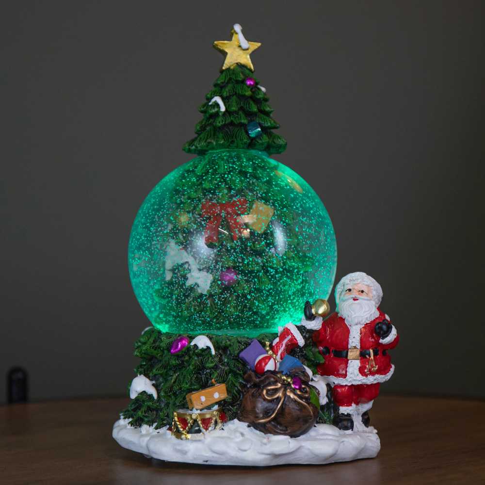 Samuel Alexander Light Up Musical Tree and Santa Spin Snow Globe Christmas Decoration 10cm Image 2