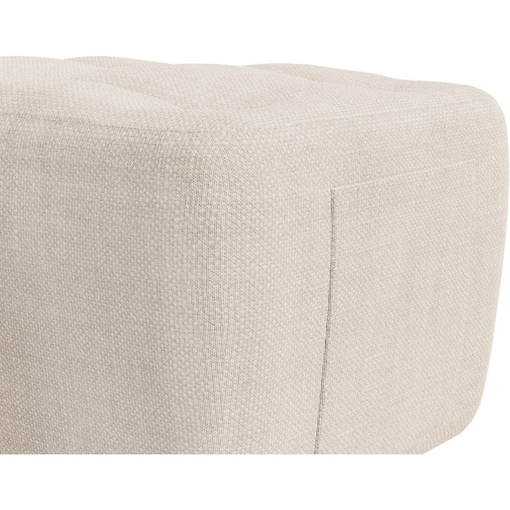 Living and Home Beige Linen Footstool with Oak Legs and Side Pocket Image 6