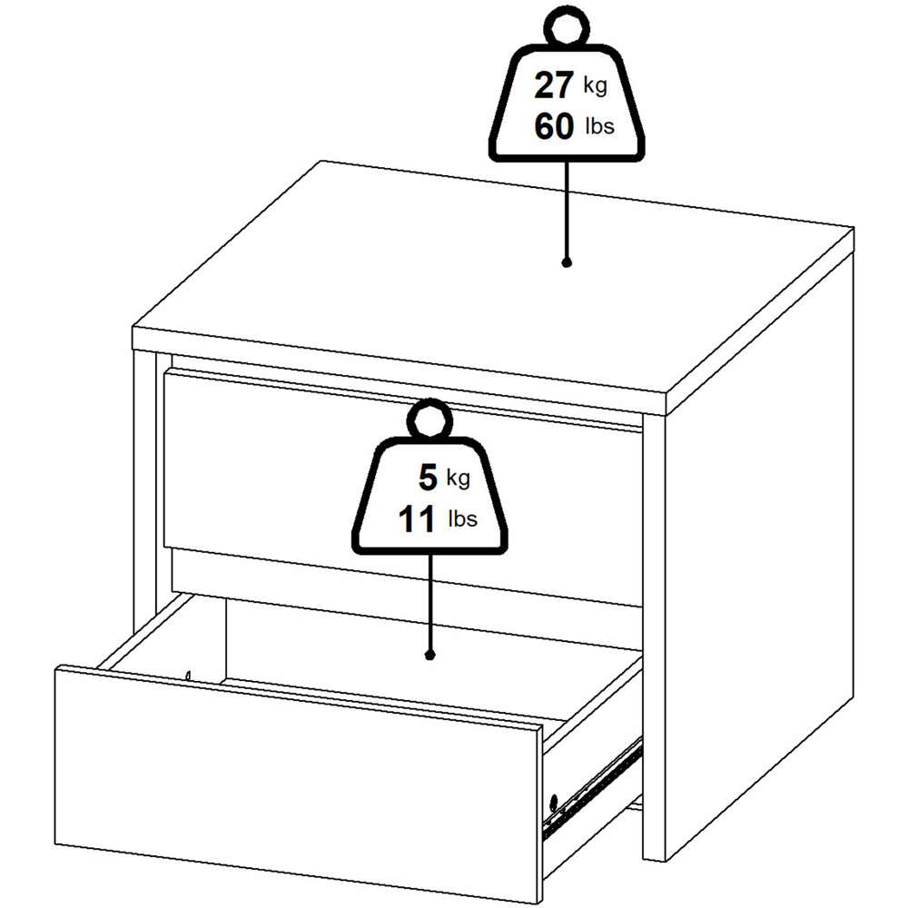 Florence Next 2 Drawer White Nightstand Image 9