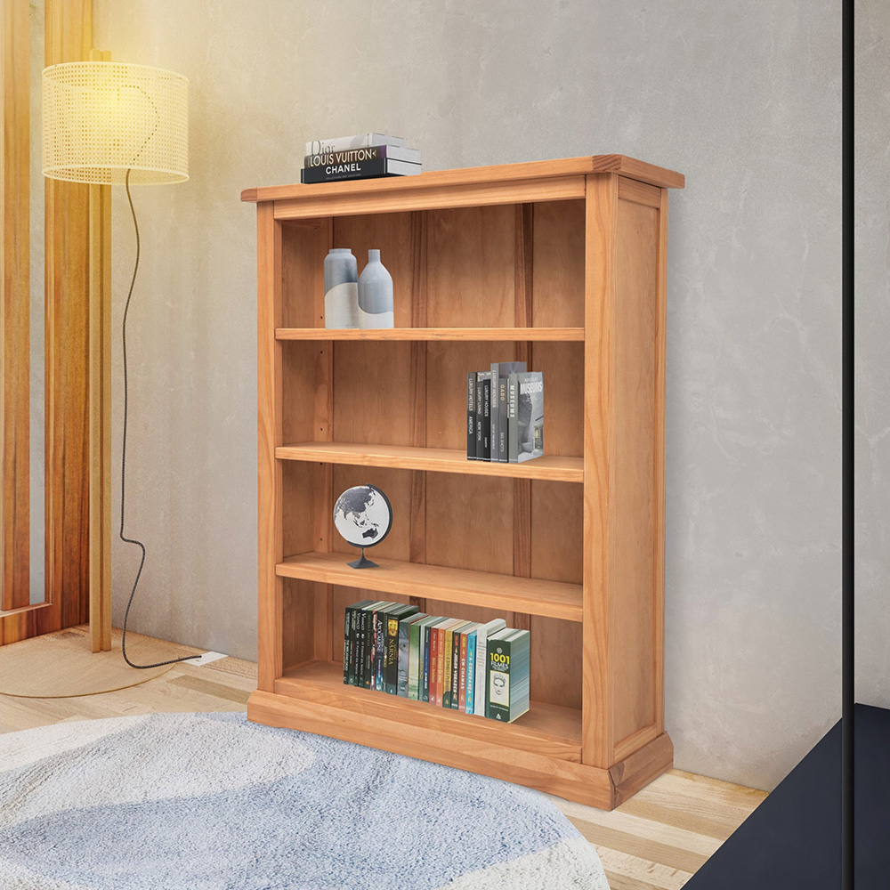 Lucca 4 Shelf Waxed Wide Bookcase Image 8
