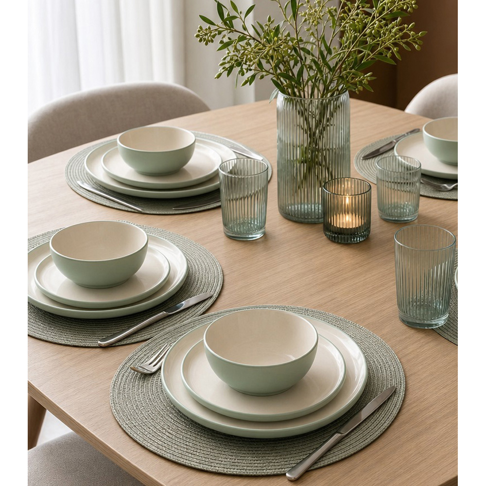 Waterside Green and Cream Two Tone 12 Piece Dinner Set Image 5
