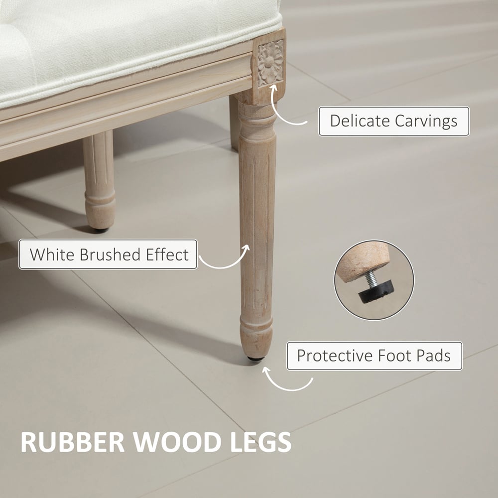 Portland Cream White Upholstered End of Bed Bench Image 5