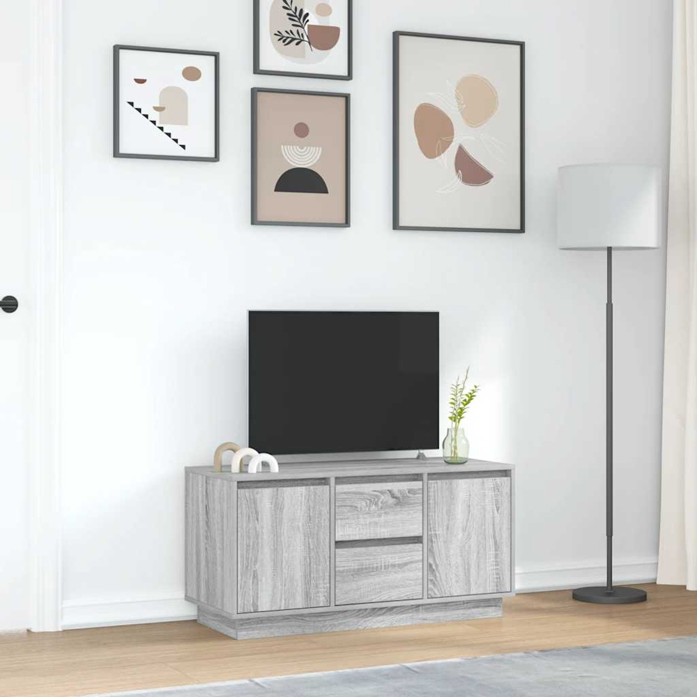 vidaXL 2 Door 2 Drawer Grey Sonoma TV Cabinet with RGB LED Lights Image 9