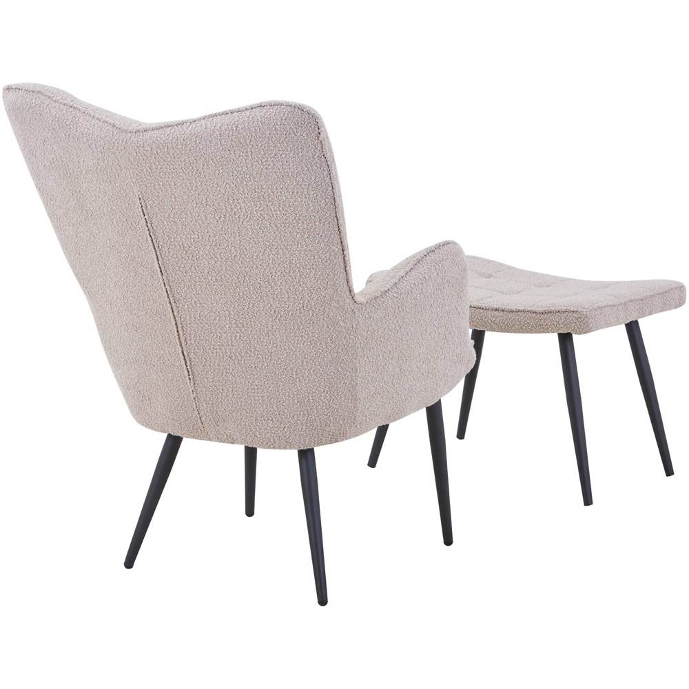Paris Boucle Light Brown Armchair and Footstool Set Image 3