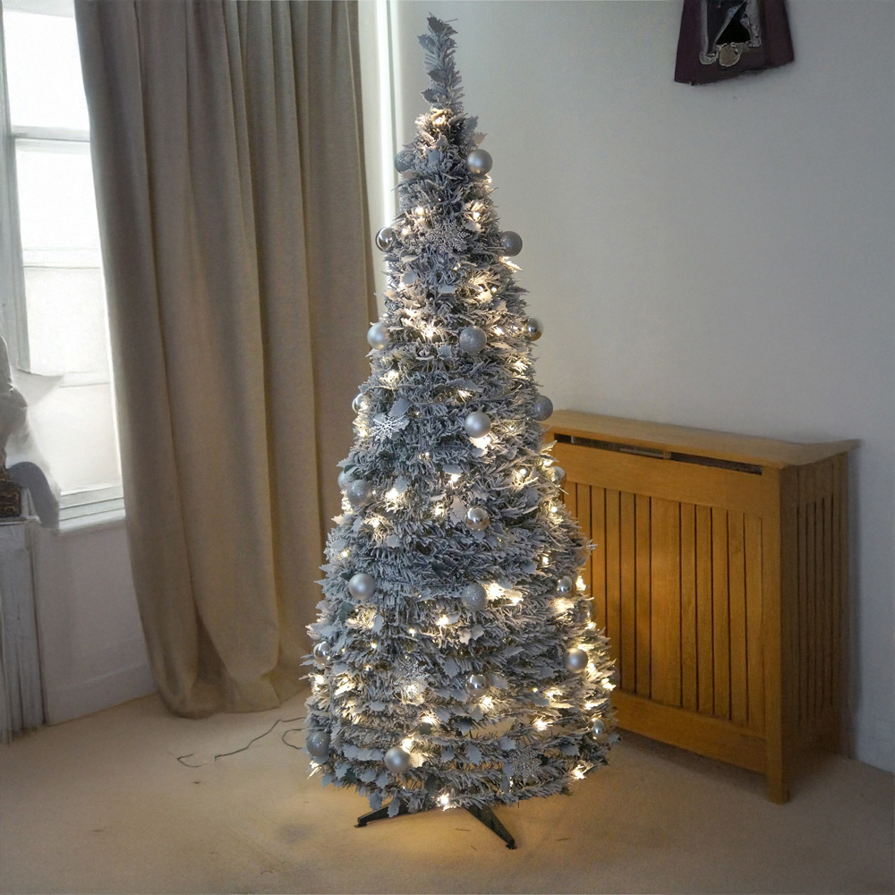 Xmas Haus Pop Up Pre Lit Frosted Artificial Christmas Tree 6ft Image 4