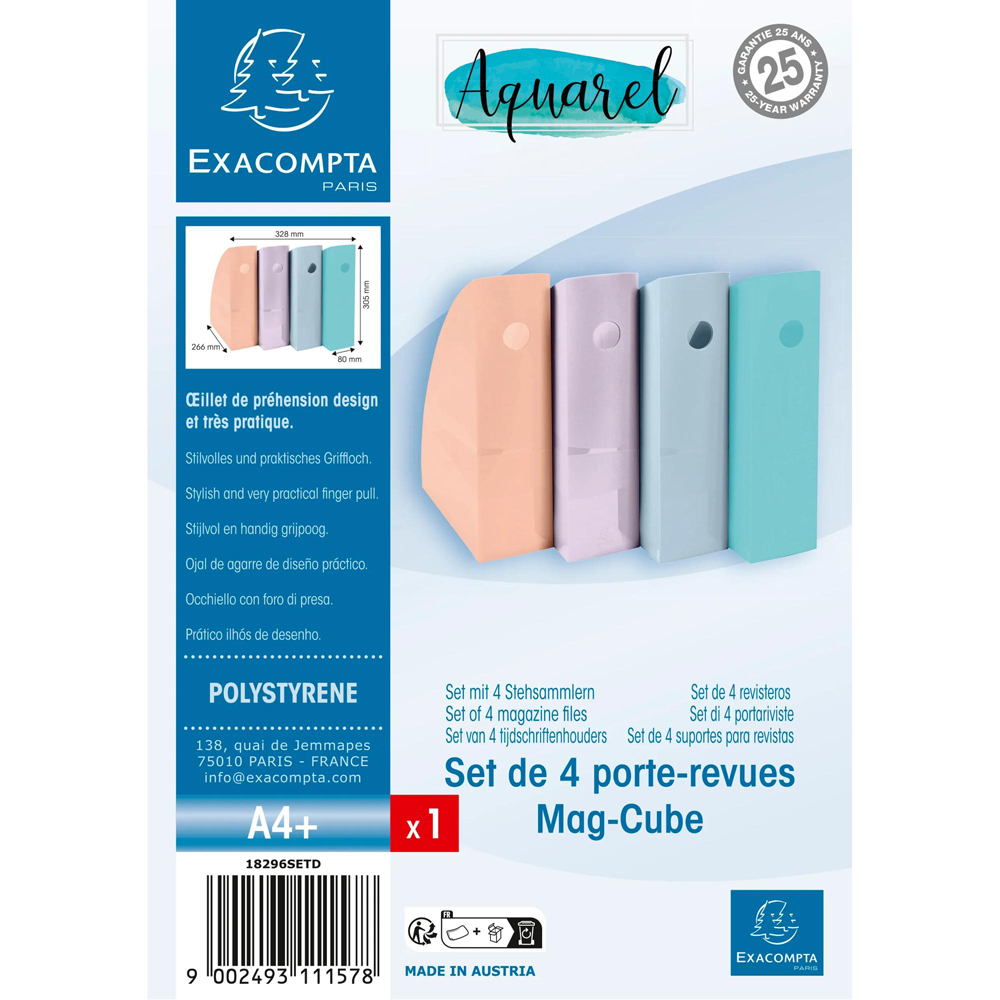 Exacompta Aquarel Pastel Assorted Colour Magazine File 4 Pack Image 7