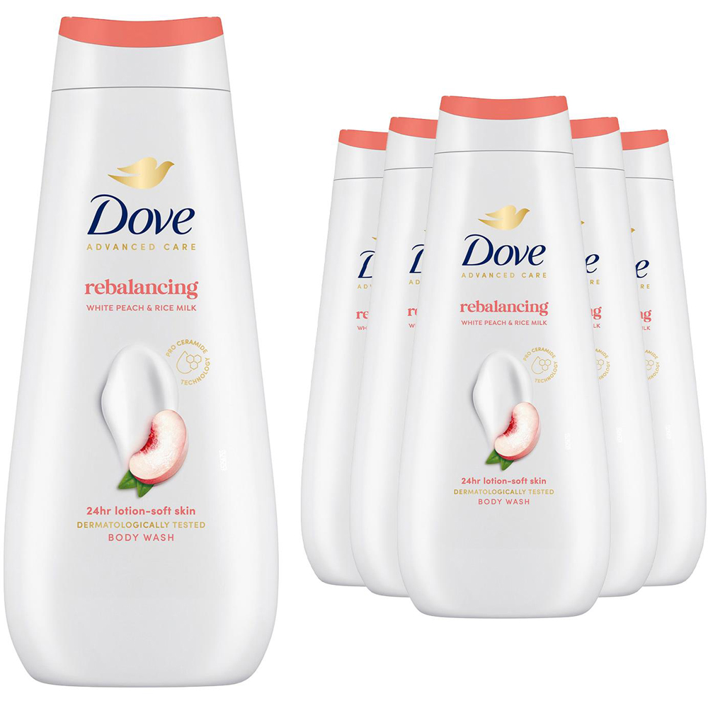 Dove Advanced Care Rebalancing Peach and Rice Milk Moisturising Body Wash 400ml 6 Pack Image 1