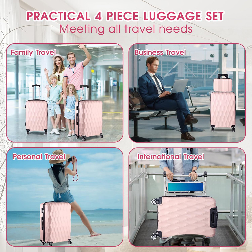 Willowmare 4-Piece Pink Travel Luggage Set Image 6