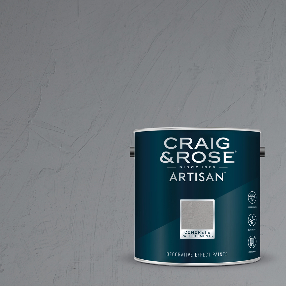 Craig & Rose Artisan Walls & Ceilings Concrete Pale Elements Matt Paint 2.5L Image 4