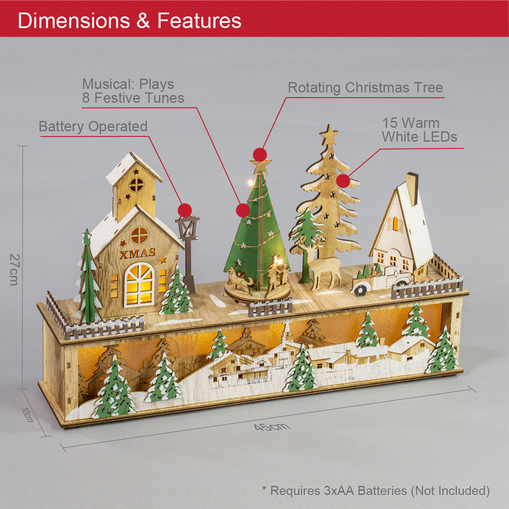 The Christmas Workshop LED Wooden Christmas Village Scene Decoration Image 9