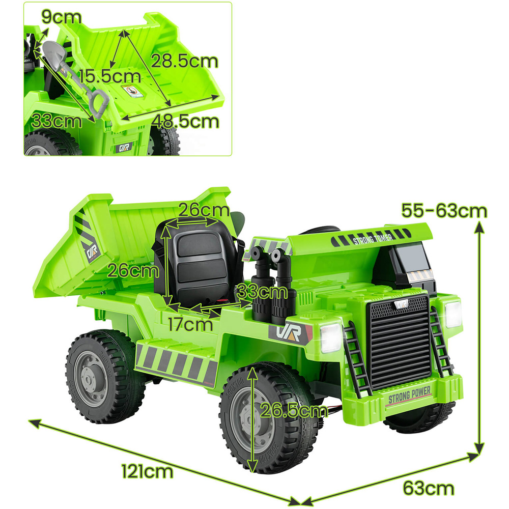 Costway Kids Green Ride On Dump Truck with Electric Dump Bed 12V Image 8