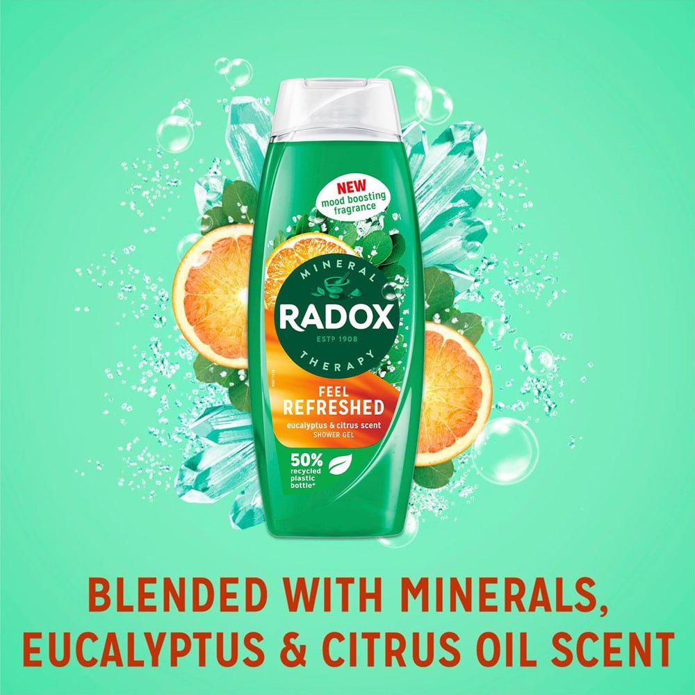 Radox Feel Refreshed Eucalyptus and Citrus Scent Shower Gel 450ml 6 Pack Image 5