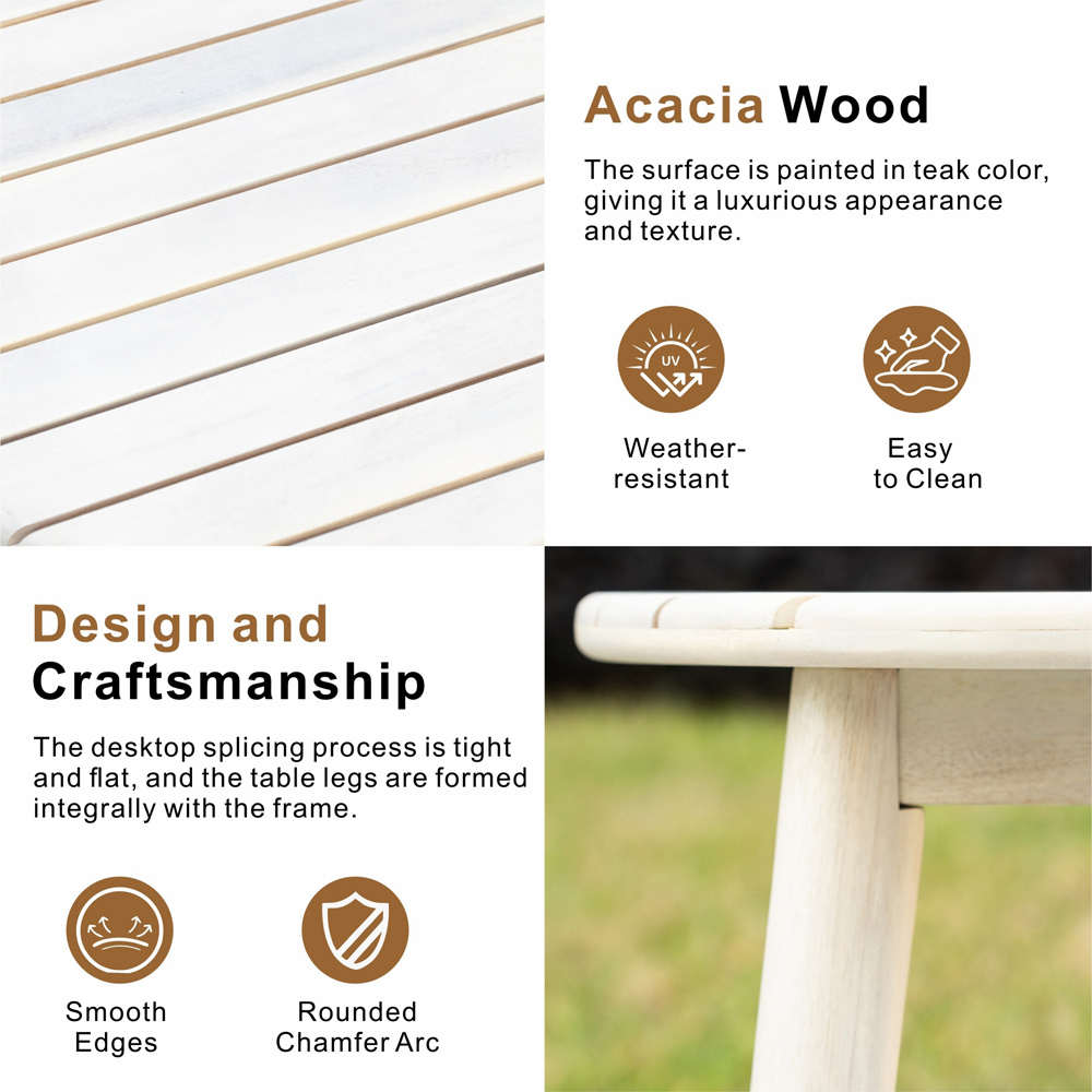 Direct Wicker Naturally Sanded Wooden Garden Side Table Image 6
