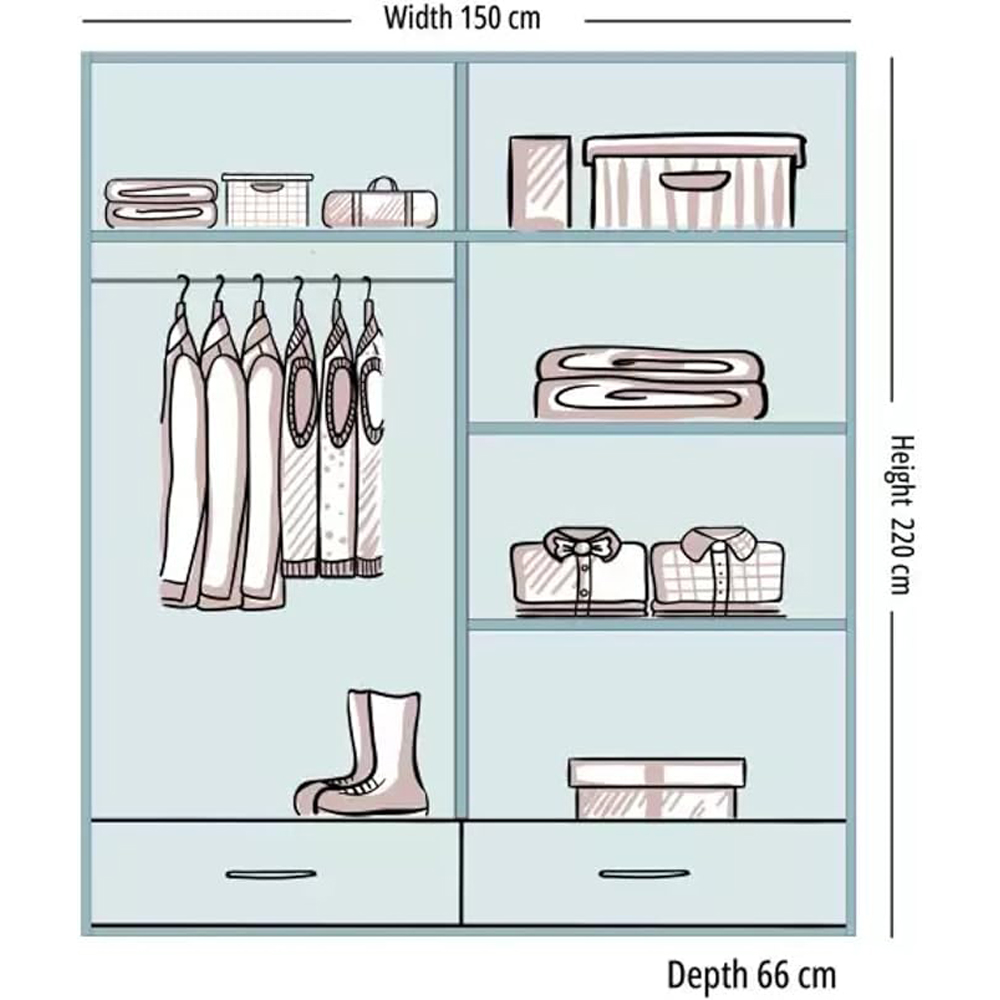 Sliding Wardrobes 4U Sycylia 2 Door 2 Drawer White High Gloss Mirror Wardrobe Image 5