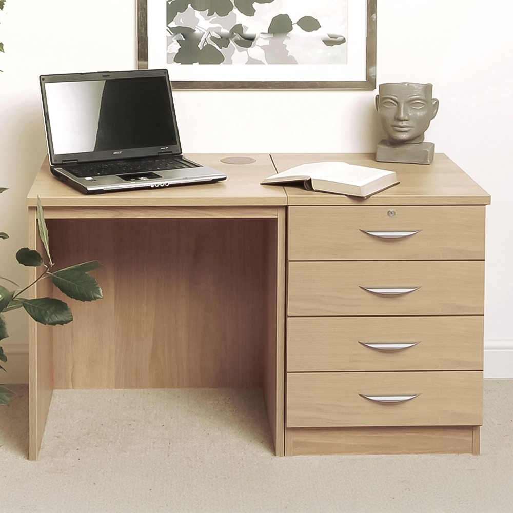 R White Cabinets 4 Drawer Light Brown Set-05 Desk Image 1
