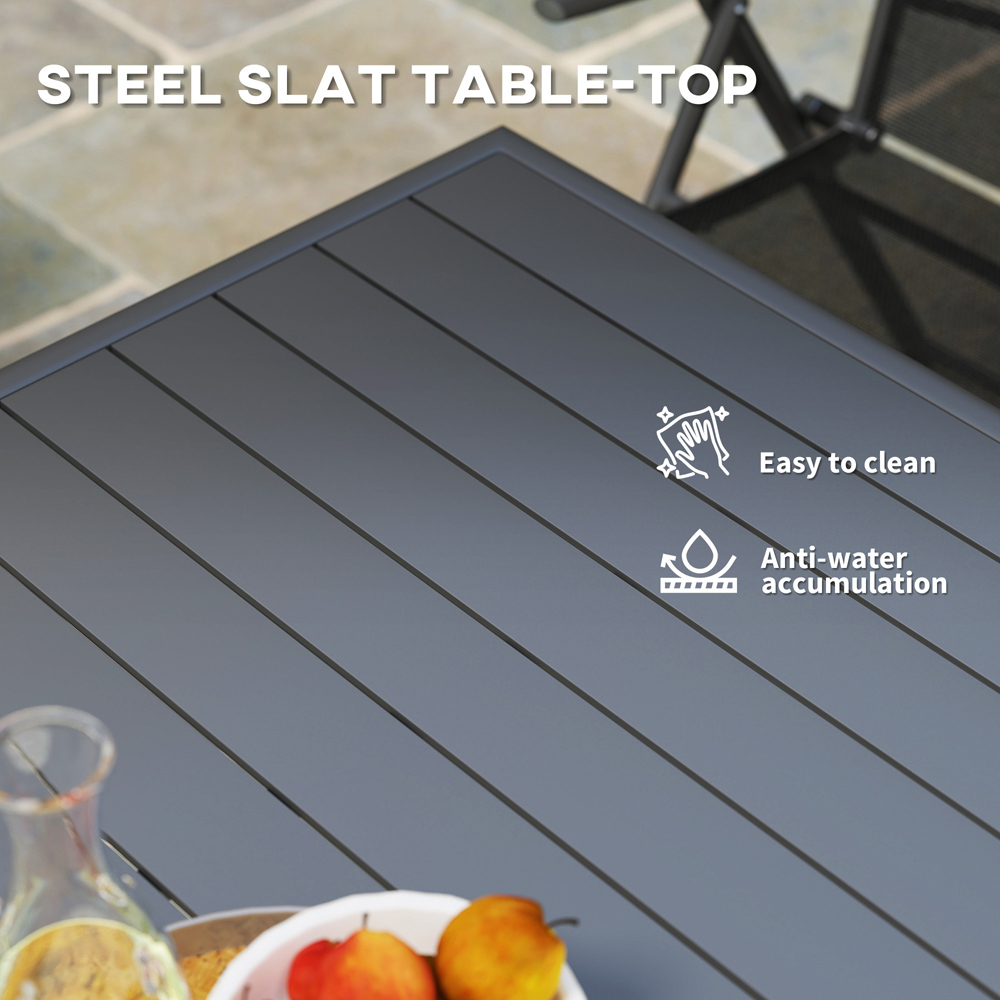 Outsunny 4 Seater Slate Top Steel Garden Dining Table Grey Image 8