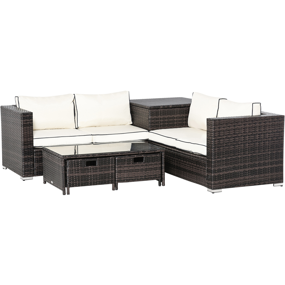 Outsunny 4 Seater Brown PE Rattan Sofa Lounge Set with Coffee Table Image 2