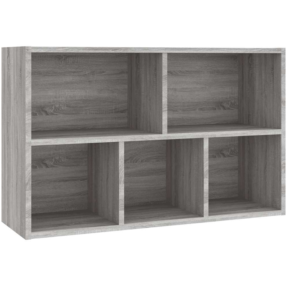 vidaXL 5 Shelf Sonoma Grey Bookcase Image 6