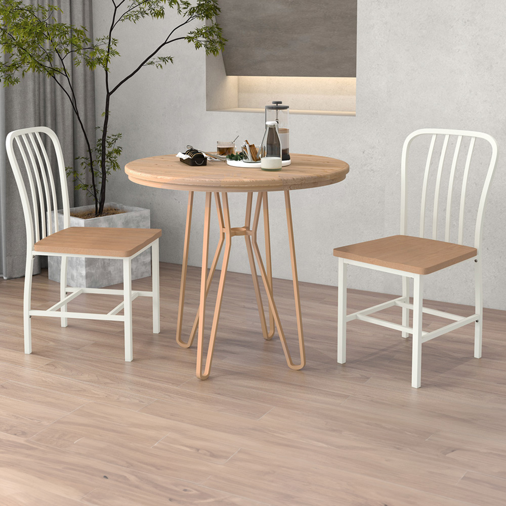 Costway Set of 2 White Dining Chair with Footrest Image 1