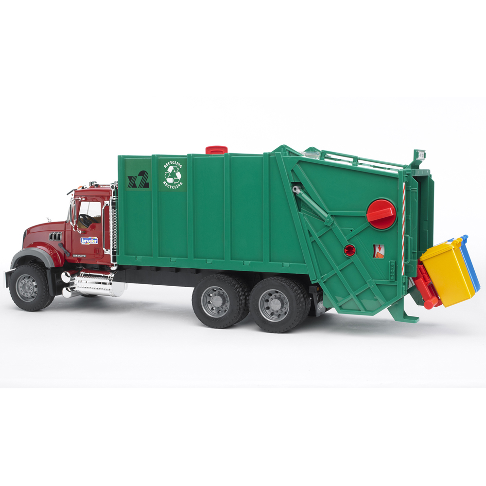 Bruder MACK Granite Garbage Truck with Garbage Cans Image 2