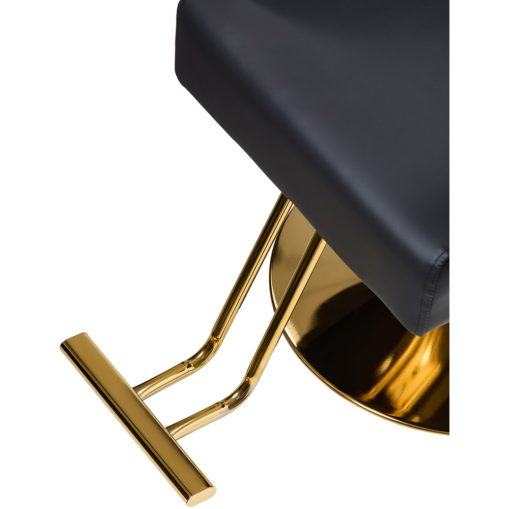 Living and Home Black and Gold Barber Chair with Hydraulic Lift and Footrest Image 6