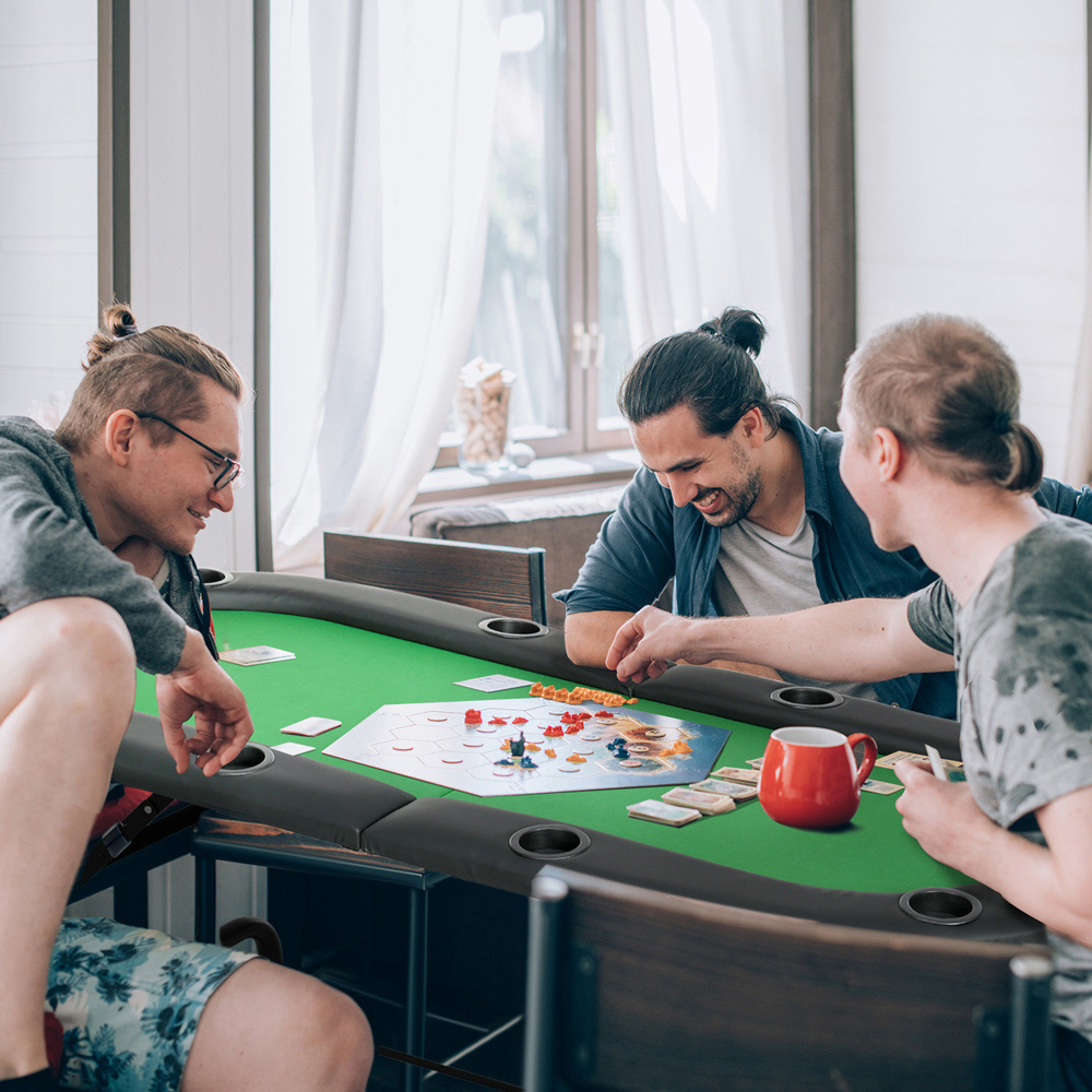 HOMCOM 8 Player Green Foldable Poker Table with Cup Holder Image 2