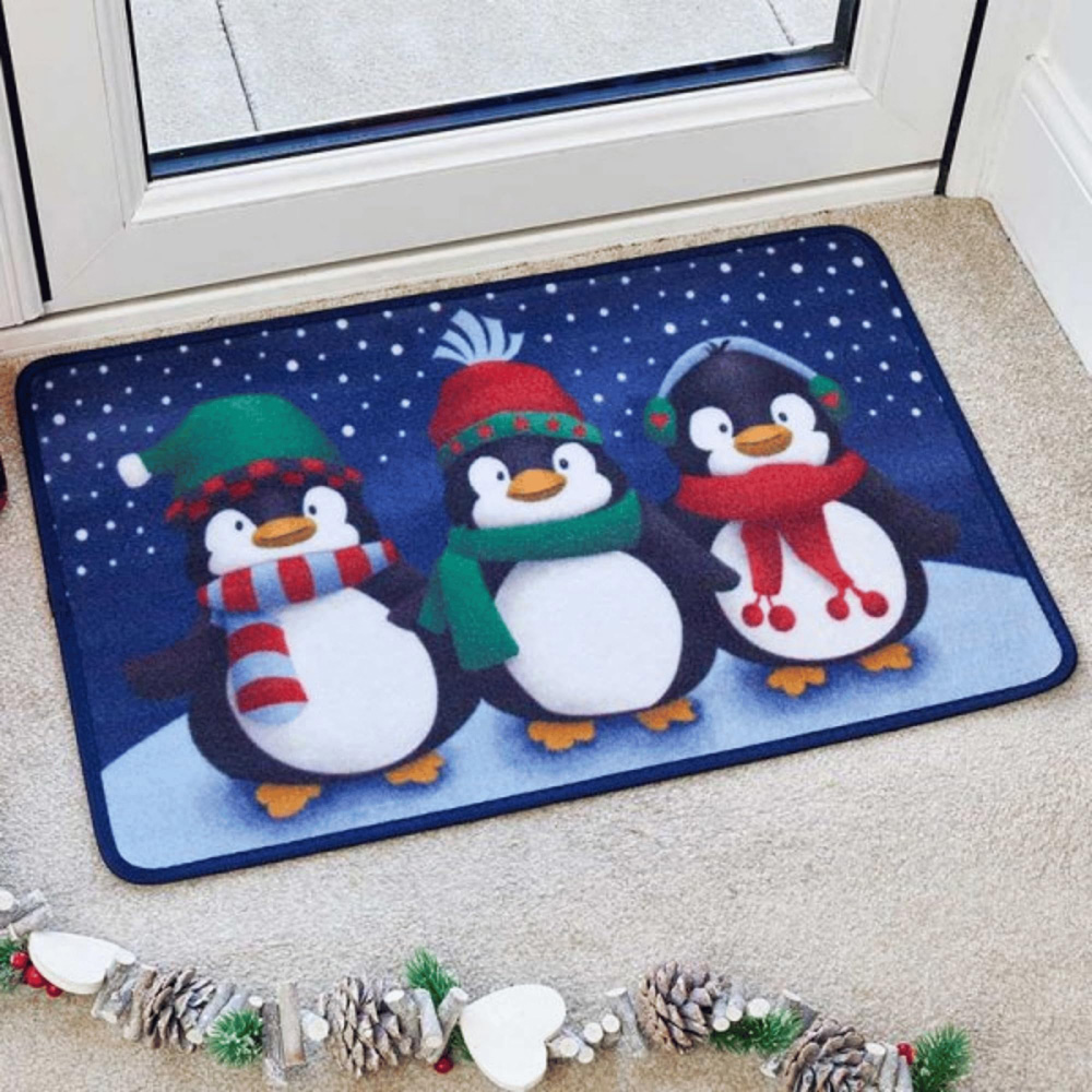 Samuel Alexander Frosty Penguins Christmas Door Mat 40 x 60cm Image 2