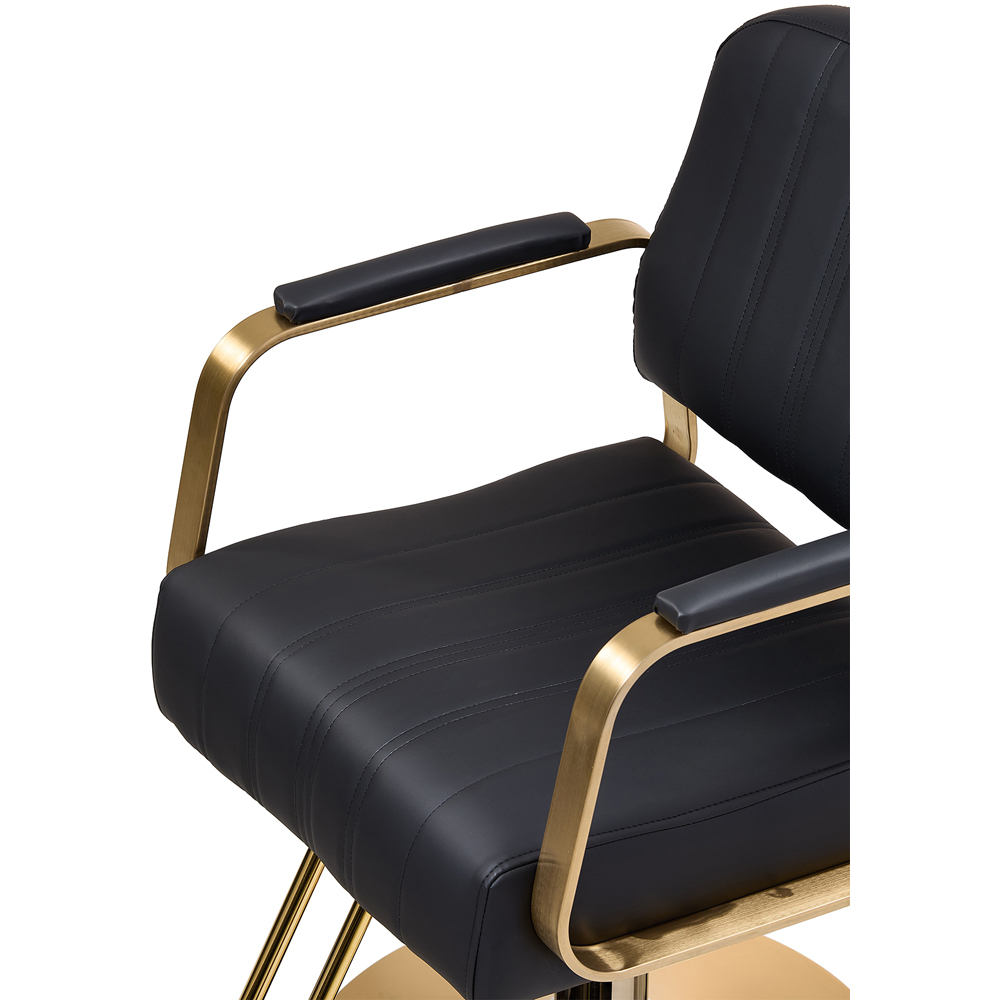 Living and Home Black and Gold Swivel Base Salon Barber Chair with Hydraulic Lift Image 5