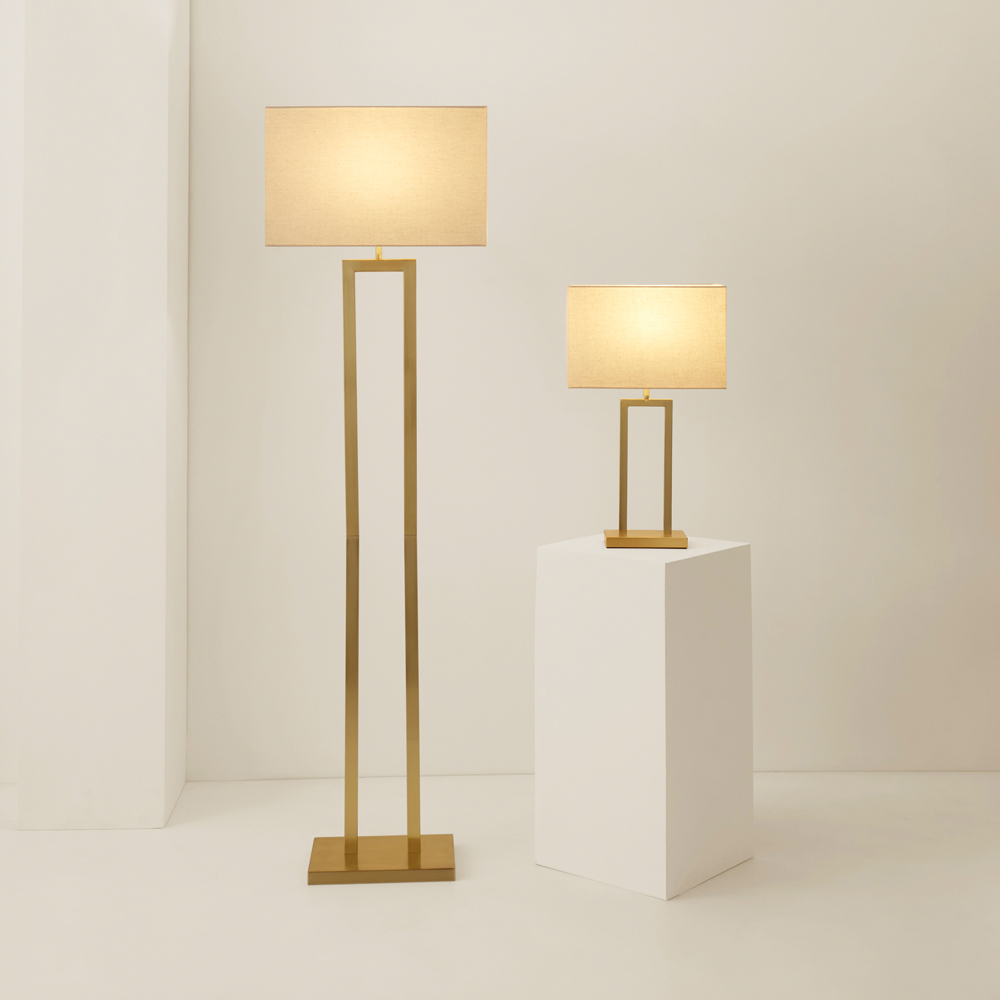 ValueLights Gloria Lamp Shade Gold Double Stem Metal LED Floor Lamp Image 7