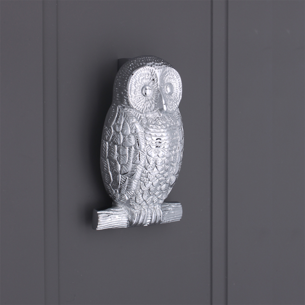 Spira Brass Polished Chrome Owl Door Knocker Image 2