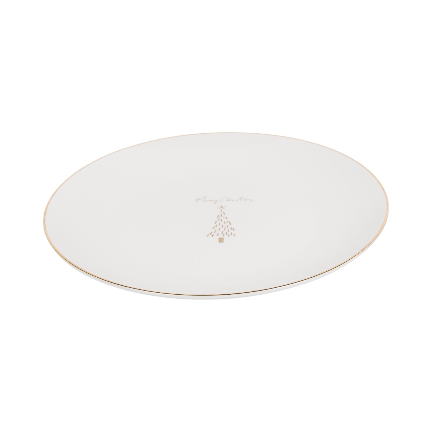 Golden Christmas Tree Plate White and Gold Dinner Image 1