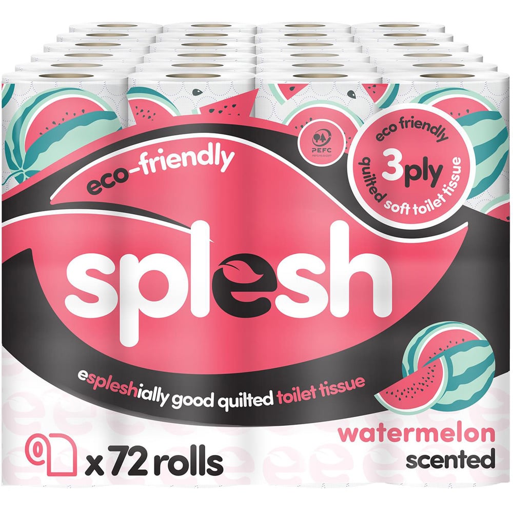 Splesh Quilted Watermelon Soft Toilet Paper 72 Rolls 3 Ply Image 1