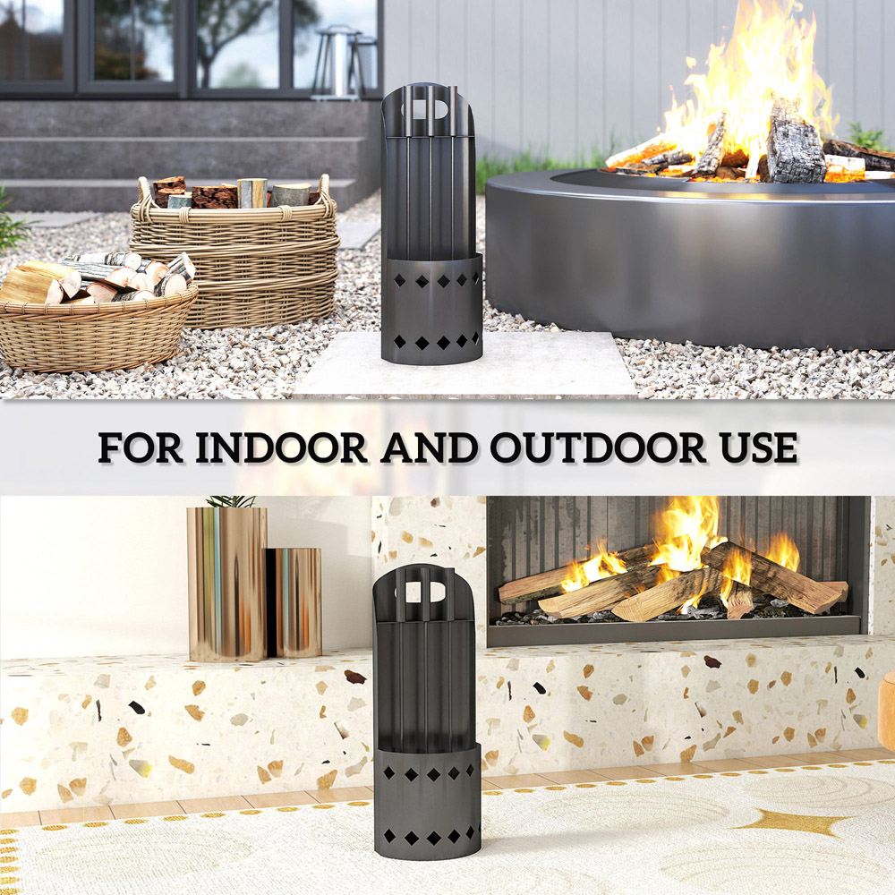 Outsunny 4 Piece Black Metal Fireplace Companion Set Image 6