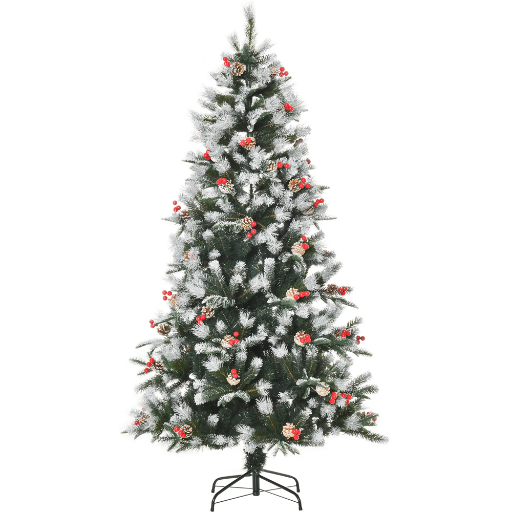 Everglow Green Artificial Snow Dipped Pencil Christmas Tree with Foldable Feet 6ft Image 1
