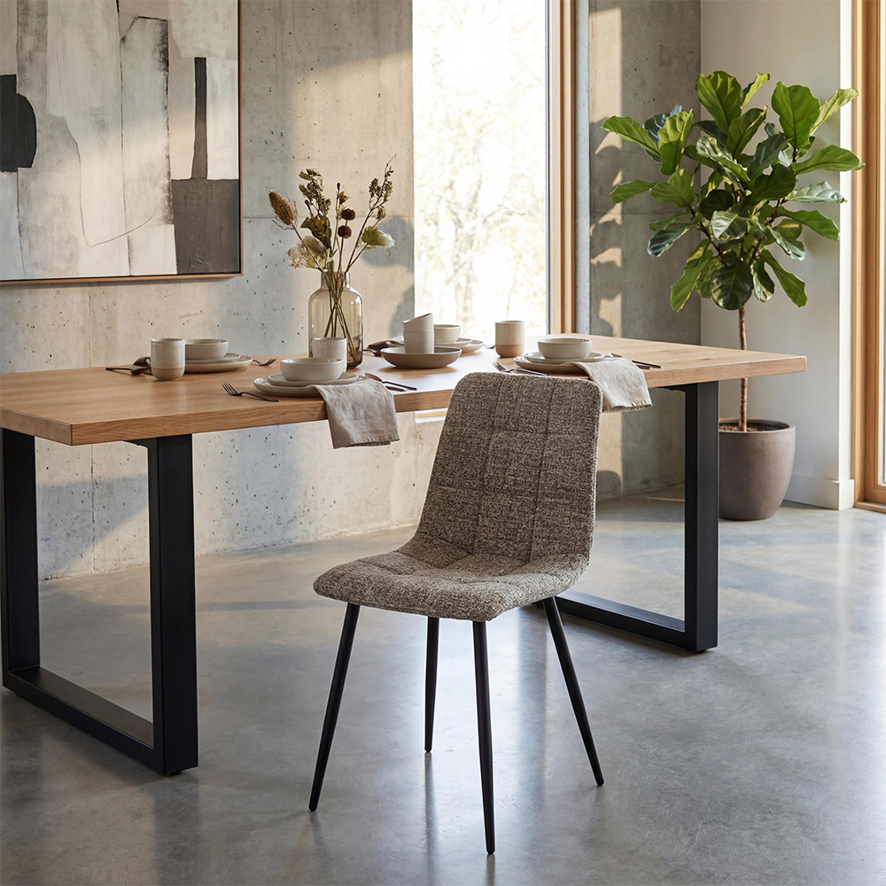 wilko Hudson Dark Grey Panel Stitch Dining Chair Image 7