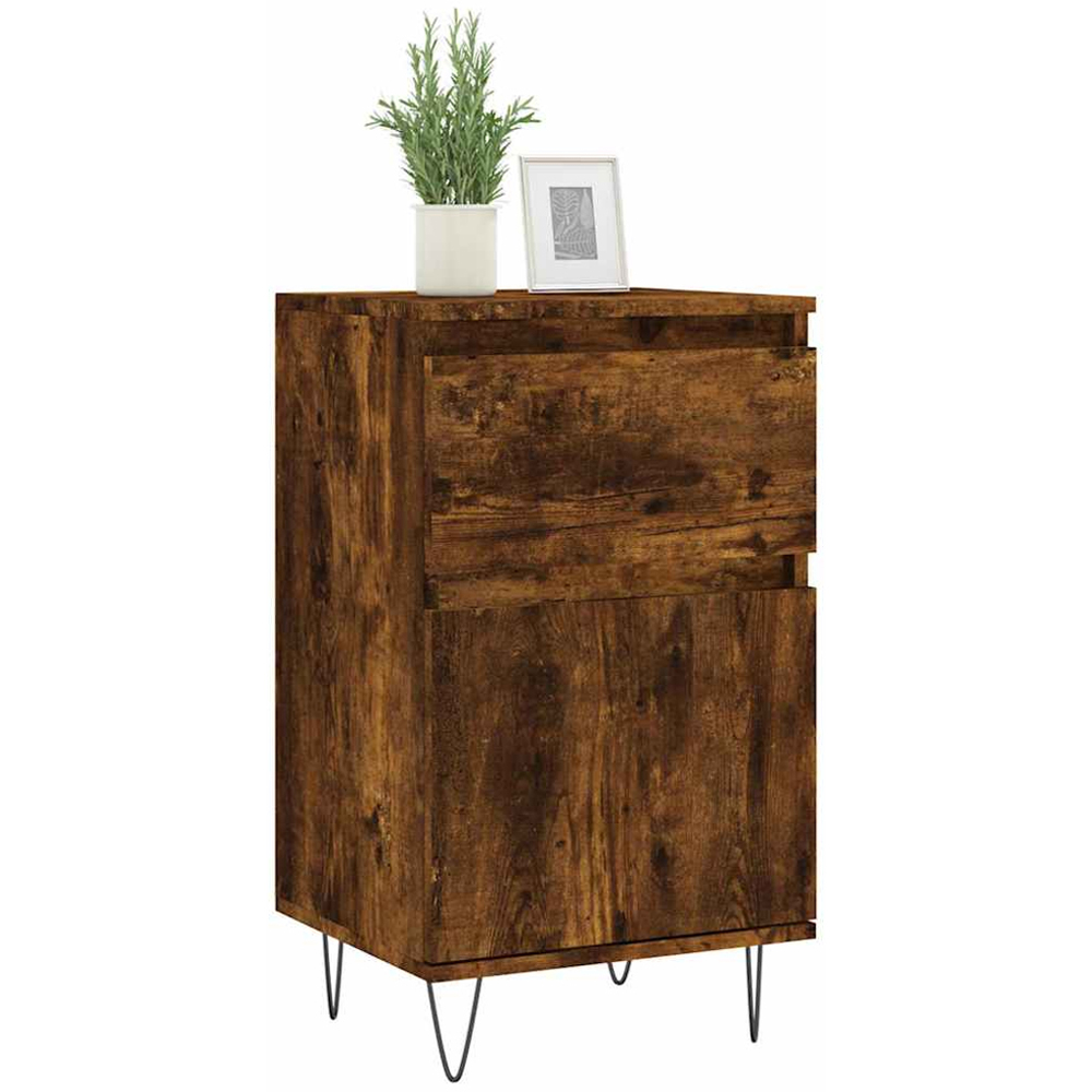 vidaXL Single Door Single Drawer Smoked Oak Sideboard Image 3