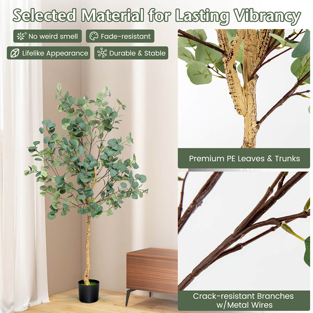 Costway Eucalyptus Artificial Tree In Pot 165cm Image 5