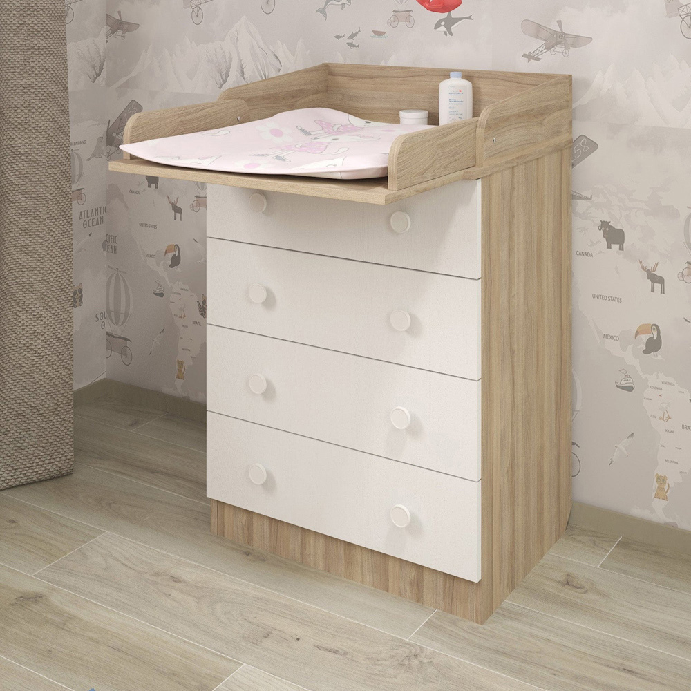 Shefa 600 4 Drawer Elm and White Kids Changing Dresser Image 6