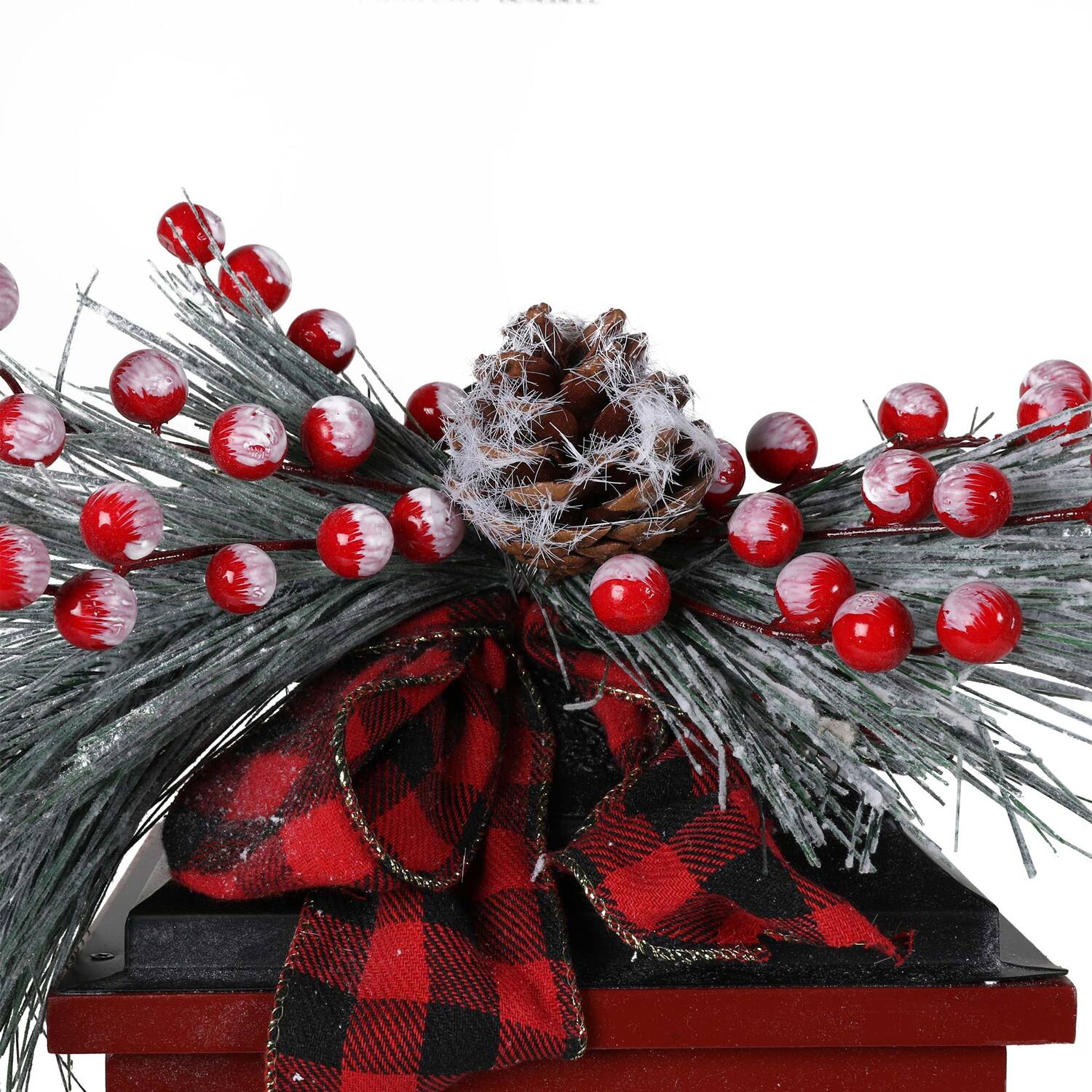 LED Christmas Foliage Metal Lantern Image 4