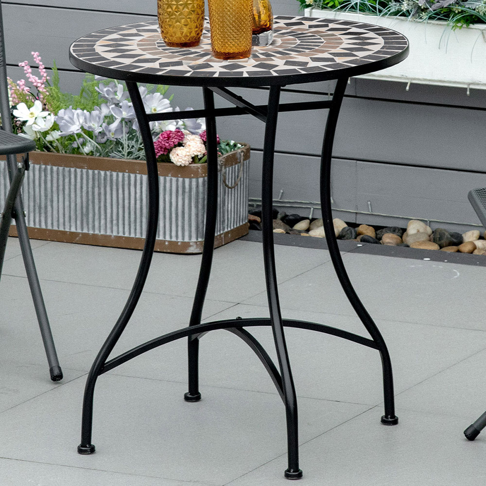 Outsunny Mosaic Round Bistro Table Black Image 1