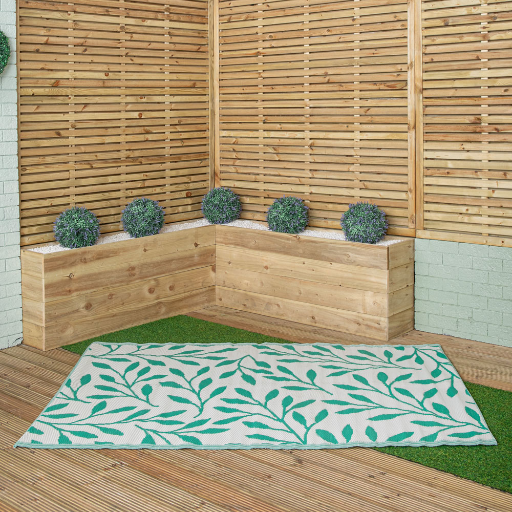 Samuel Alexander Green Leaves Large Outdoor Rug Mat 150 x 210cm Image 2