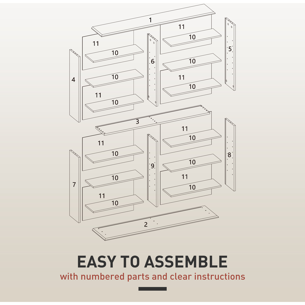 HOMCOM 16 Shelf Natural DVD and CD Media Storage Unit Image 7