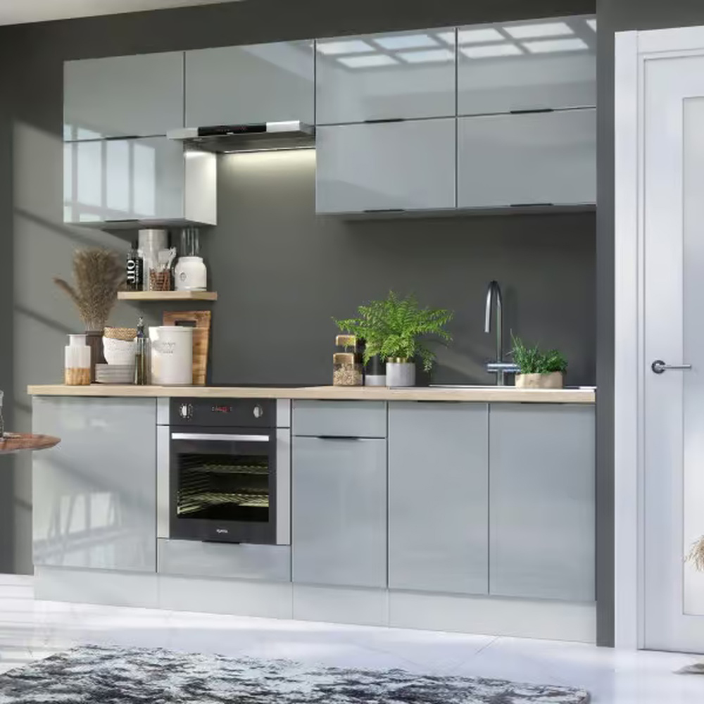 Impact Furniture Star Light Grey Gloss Kitchen Cabinet Set of 11 Image 7