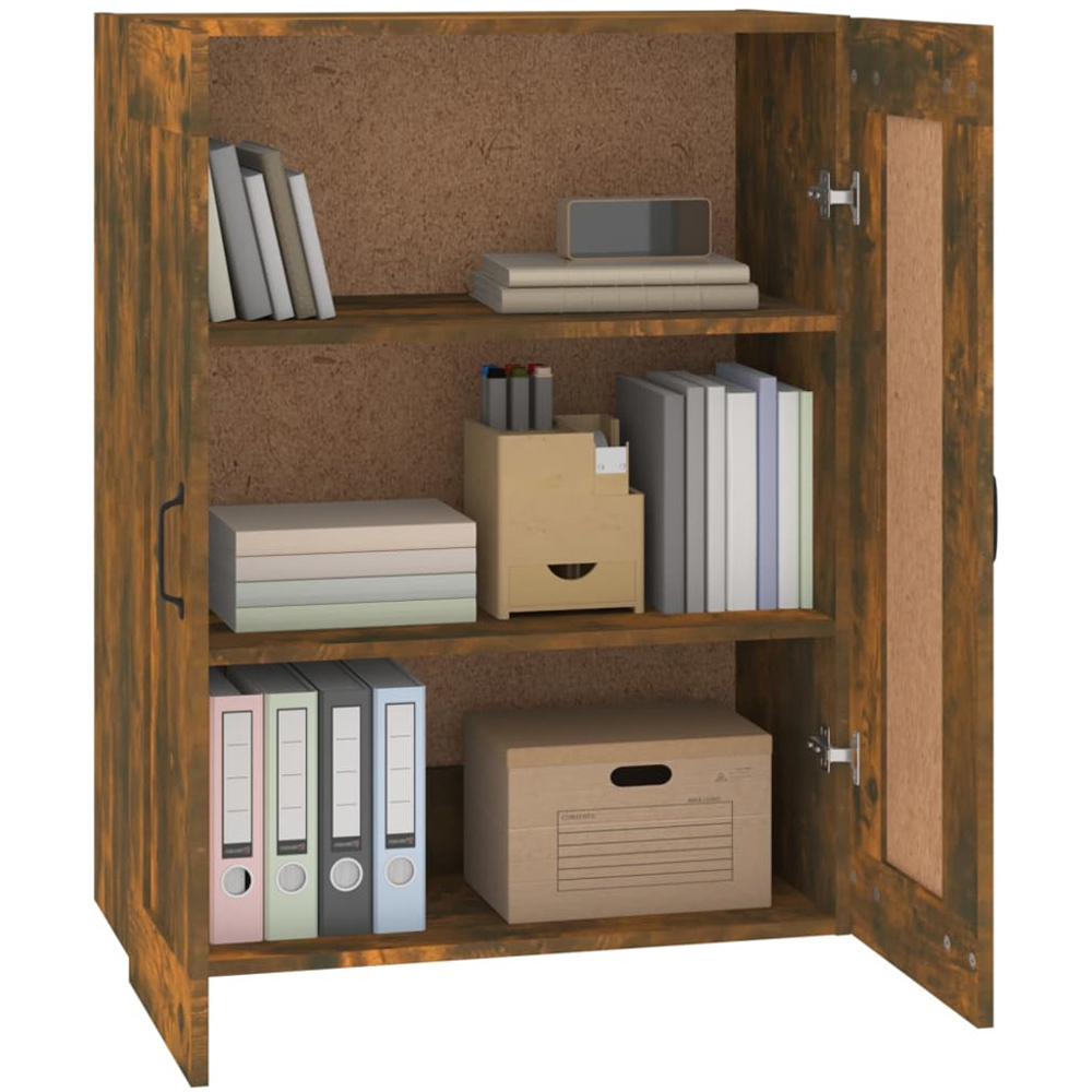 vidaXL 2 Door Smoked Oak Hanging Wall Storage Cabinet Image 3