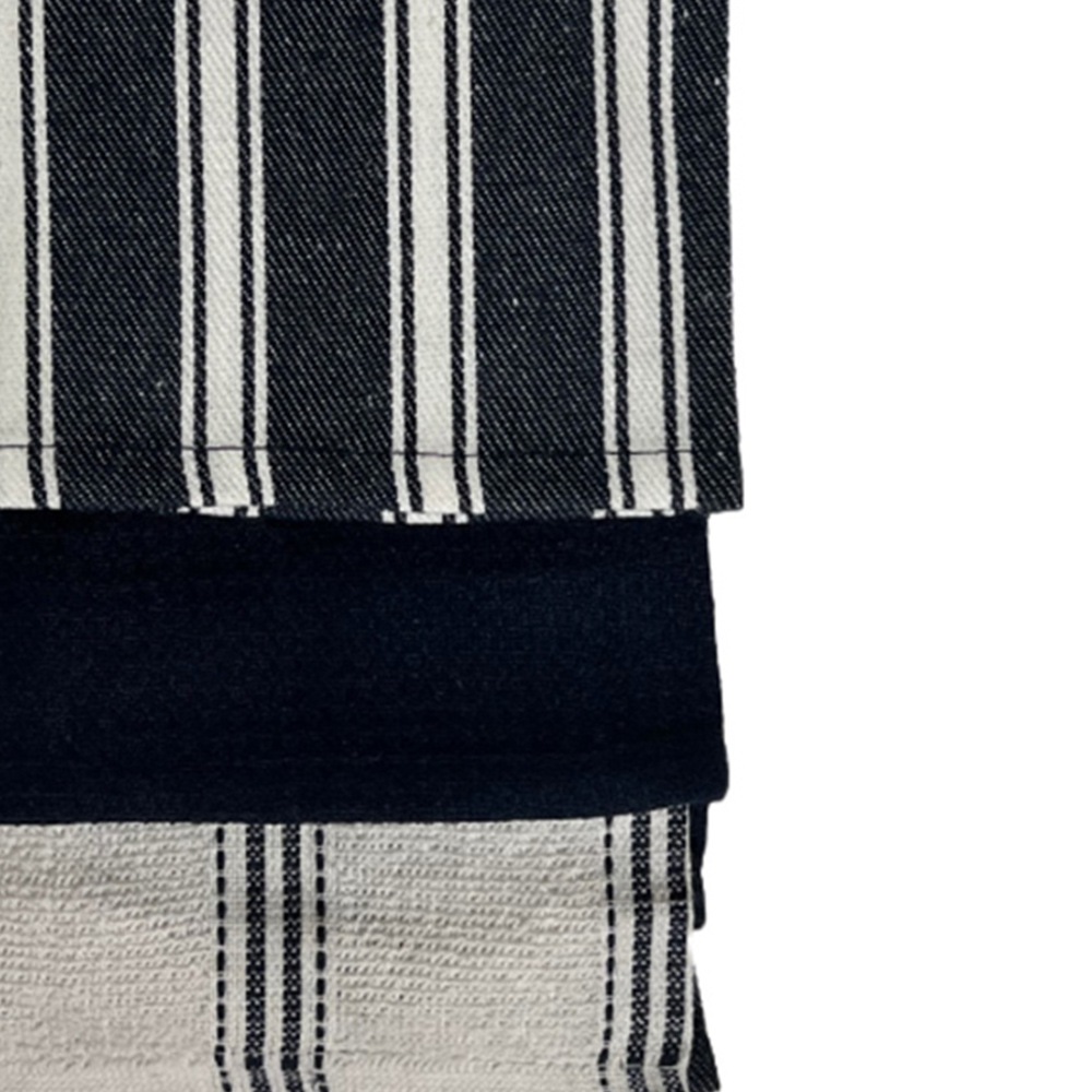 Bellissimo Navy Stripe Cotton Tea Towel 3 Pack Image 2