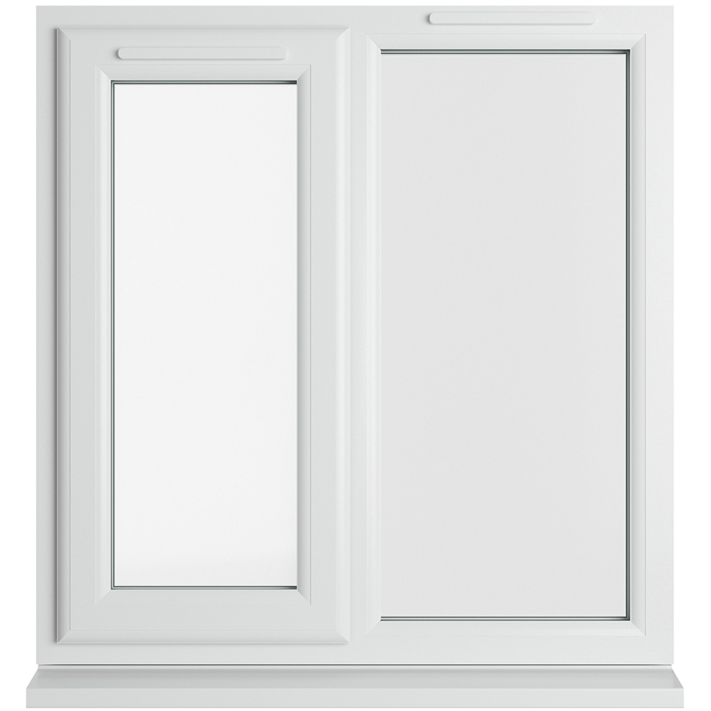 Crystal uPVC Triple Glazed Window LH Side Hung Next to a Fixed White Clear Glass 905x965mm Image 1