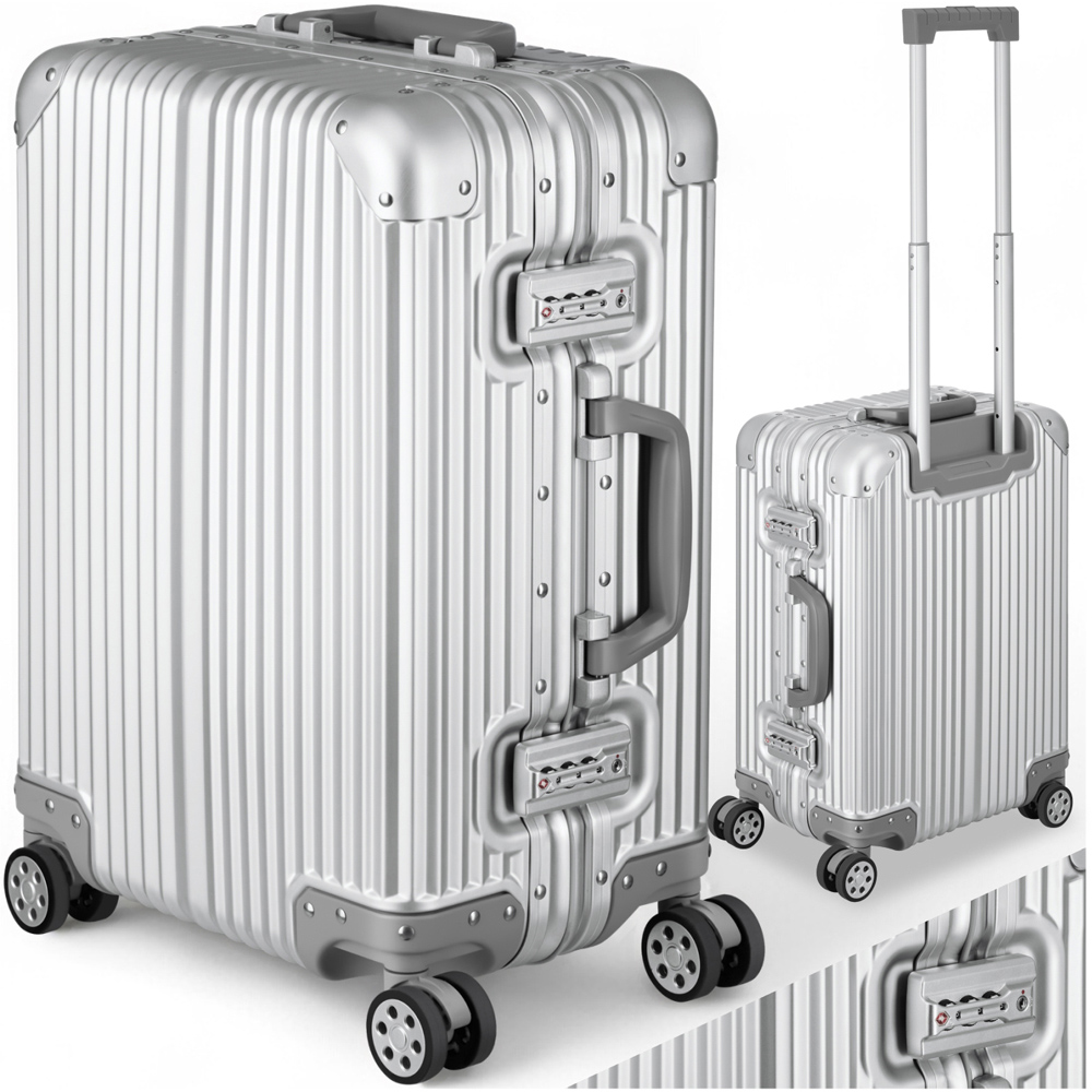 tectake Airway Aluminium Double Castor Carry-On Cabin Suitcase with TSA Lock Image 2